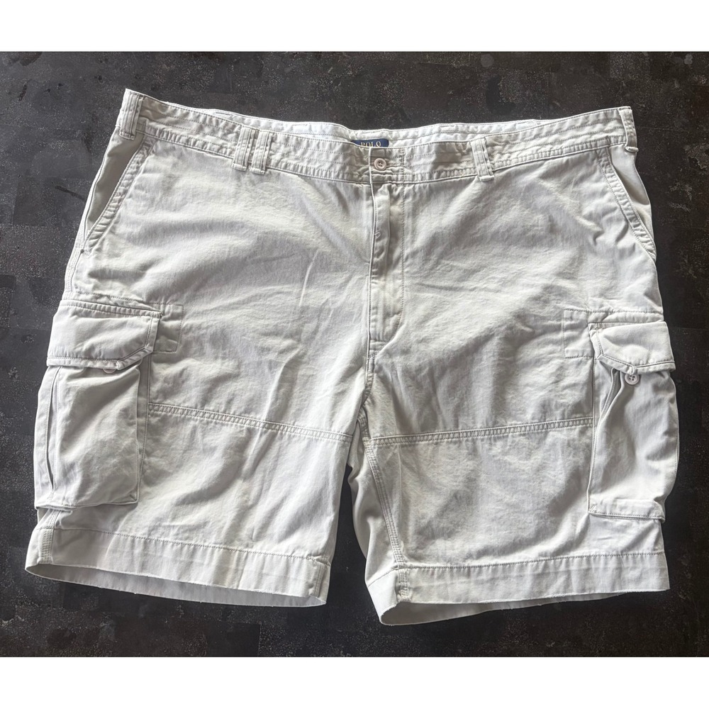 Polo‎ Ralph Lauren Mens Size 56 Tan Khaki Cotton Classic Cargo Chino Shorts
